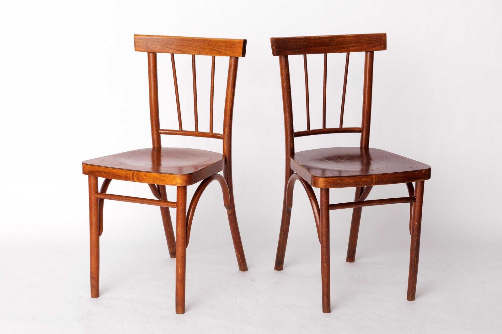 Pair Of Soviet Beech Dining Chairs – 1978 Vintage, Refurbished Wood Frame