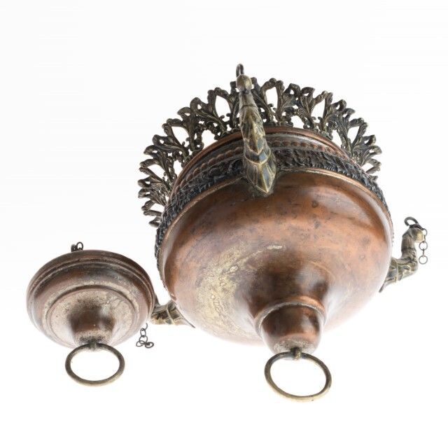 Antique Russian Orthodox Lampada Church Lamp 19th Century photo furniture