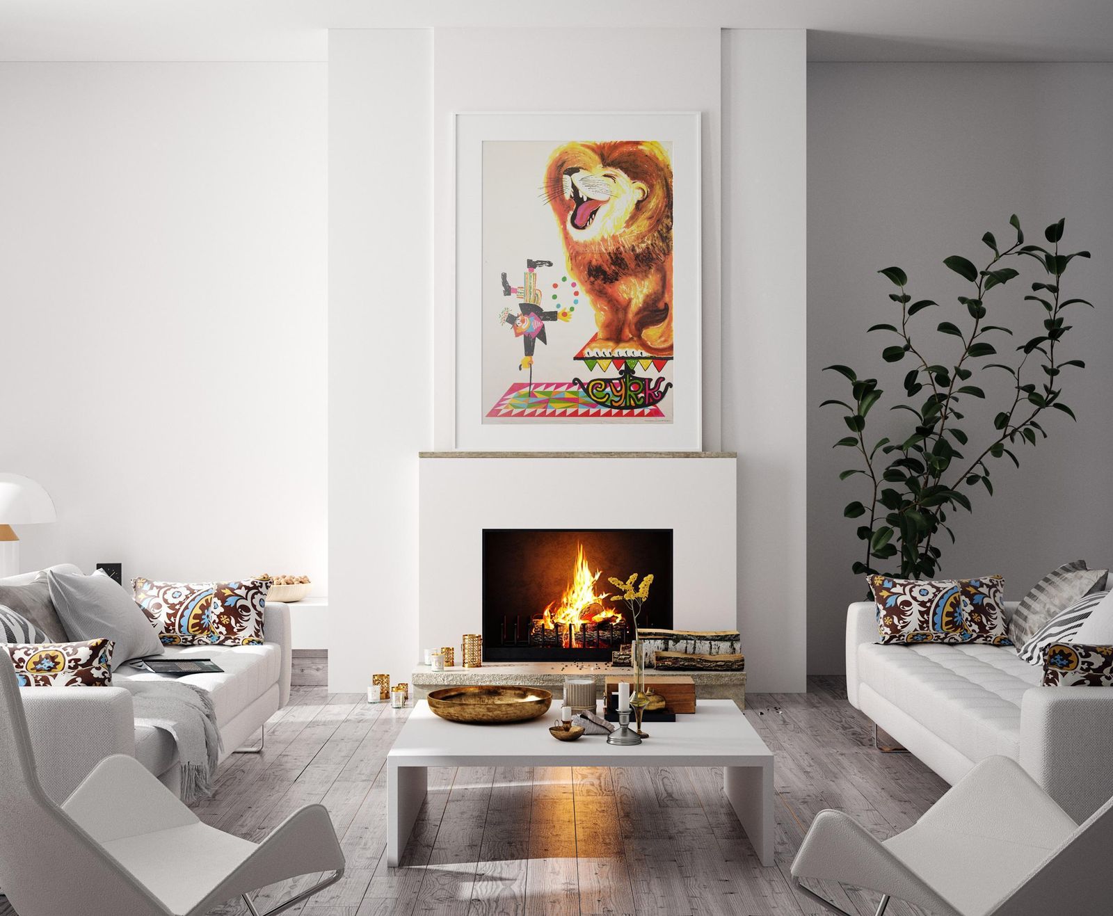 Cyrk Polish Circus Poster Clown And Lion R1982, Miedza Tomaszewski photo furniture