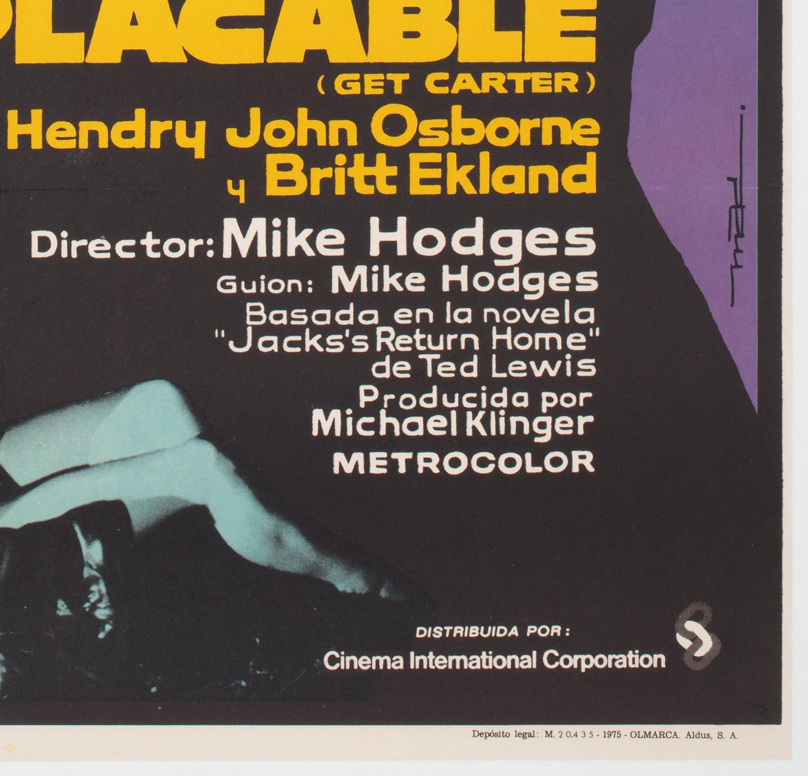 Get Carter 1971 Spanish 1 Sheet Film Movie Poster, Macario Gomez photo vintage