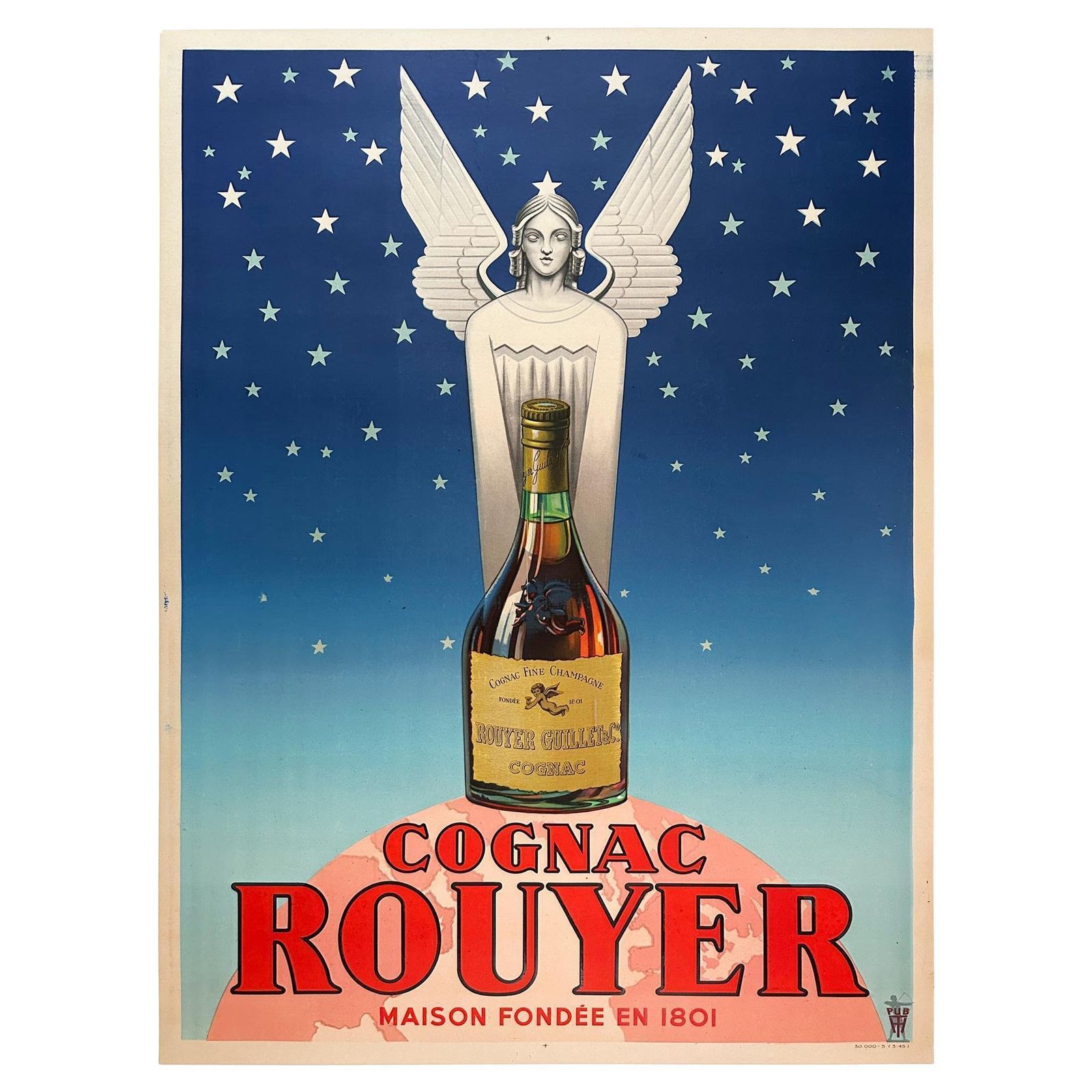 Cognac Rouyer, 1945  Vintage French Alcohol Advertising Poster