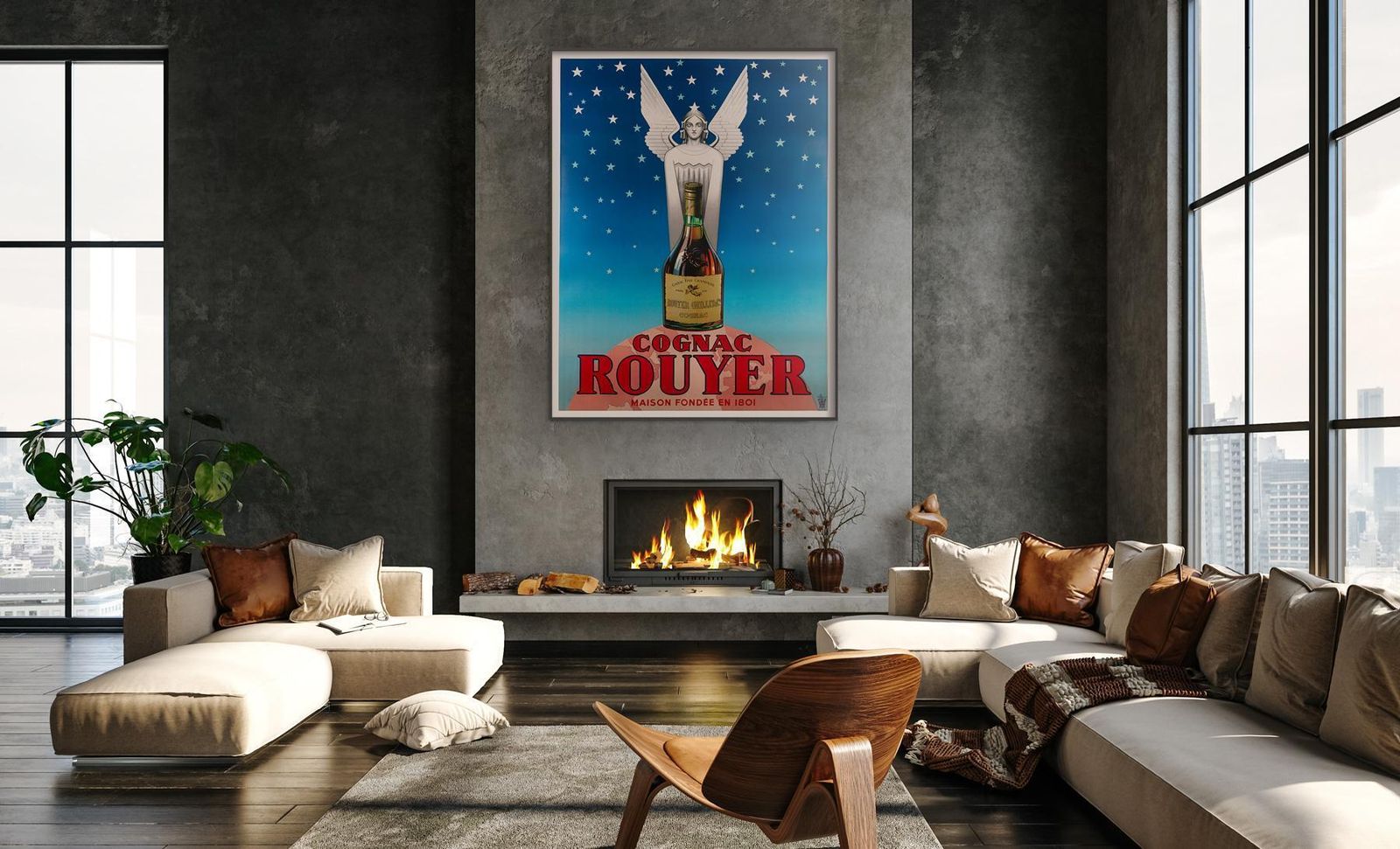 Cognac Rouyer, 1945  Vintage French Alcohol Advertising Poster photo furniture