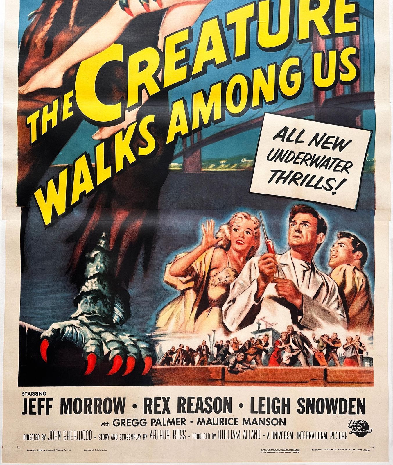 "The Creature Walks Among" 1956 Us 3 Sheet Film Movie Poster, Reynold Brown photo 5968.0
