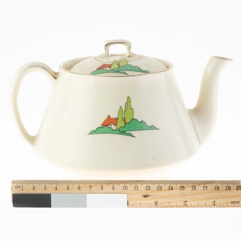 Antique Art Deco Ceramic Pottery Teapot photo for sale