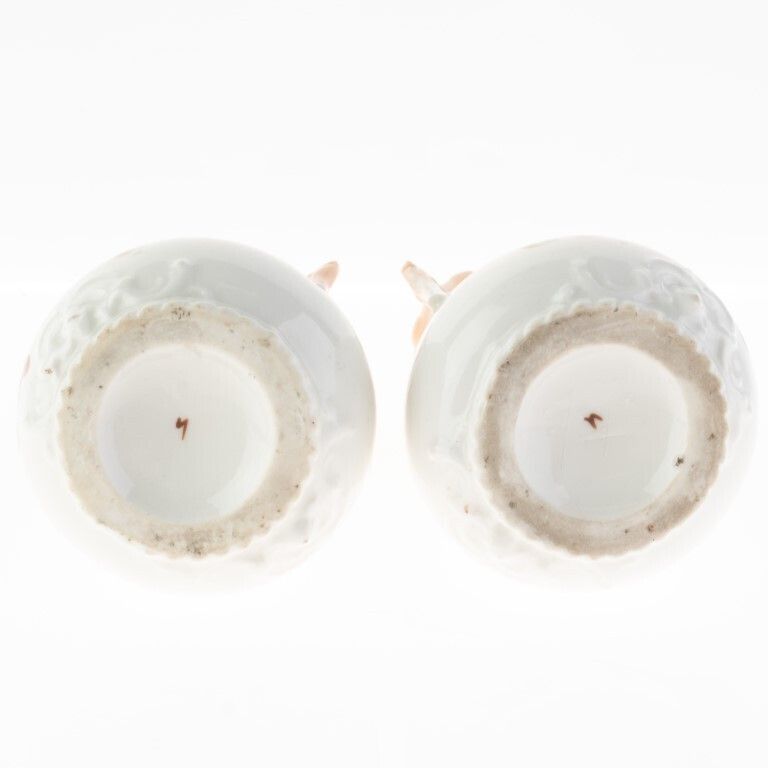 Antique Pair Of Art Nouveau Blush Porcelain Ceramic Floral Vases photo furniture