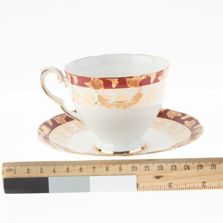 Royal Stafford Gilt Porcelain Teacup With Saucer photo for sale