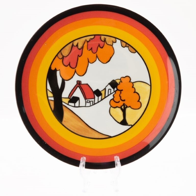 Limited Edition Clarice Cliff Bizarre Series “House And Bridge” Porcelain Plate By Wedgwood