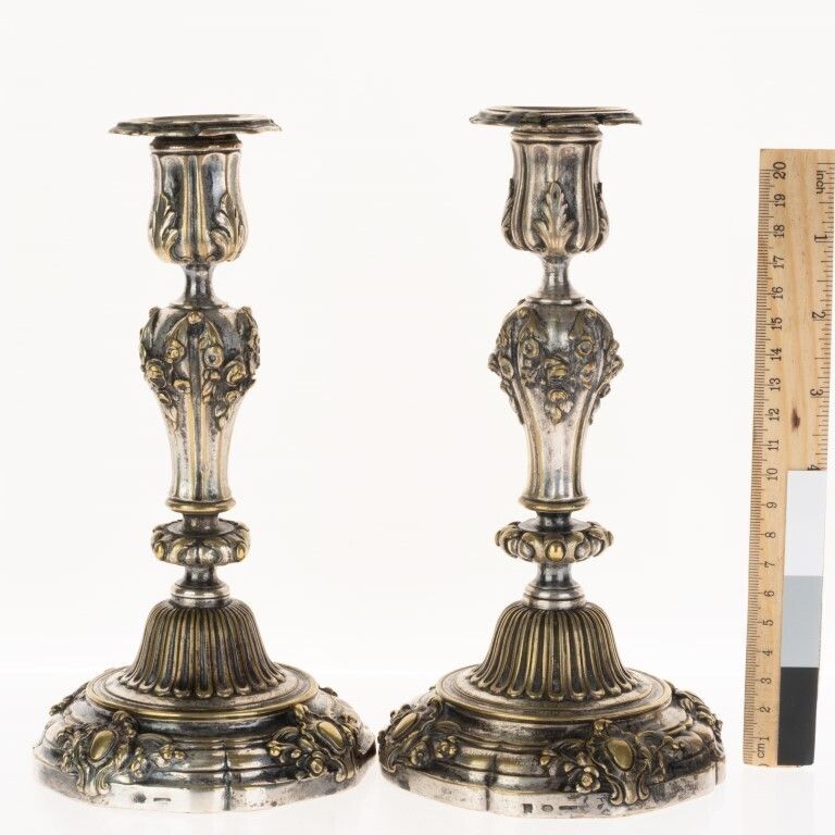 Rare Antique French Pair Of Christofle Silver Plated Georgian Style Candelabras photo for sale