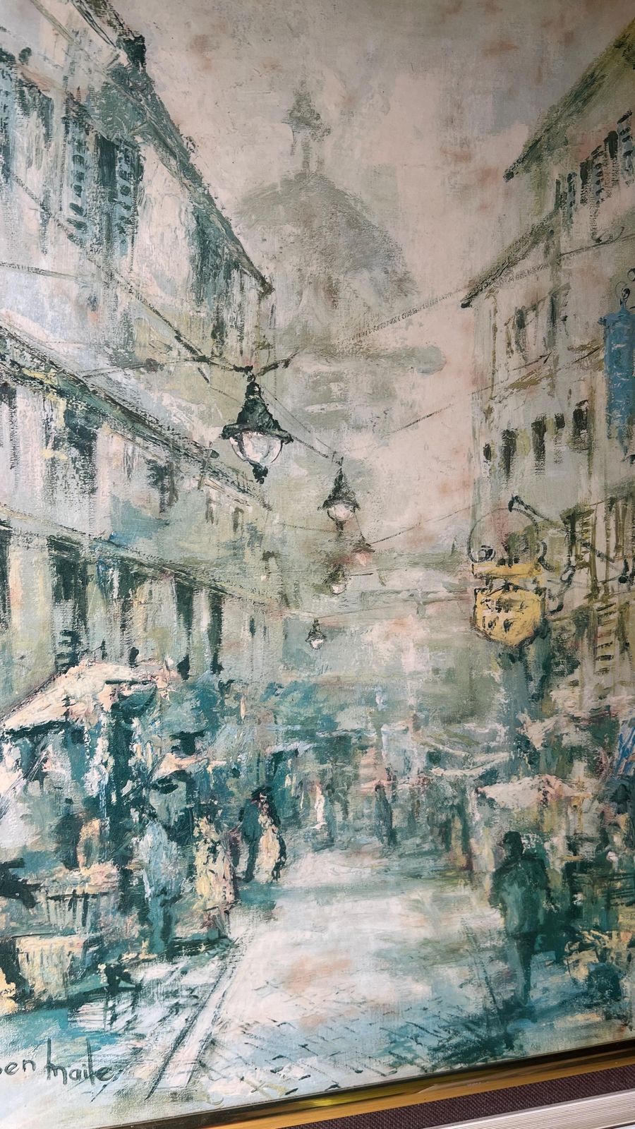 1960s Impressionist Oleograph Of The Shambles After Ben Maile photo buy