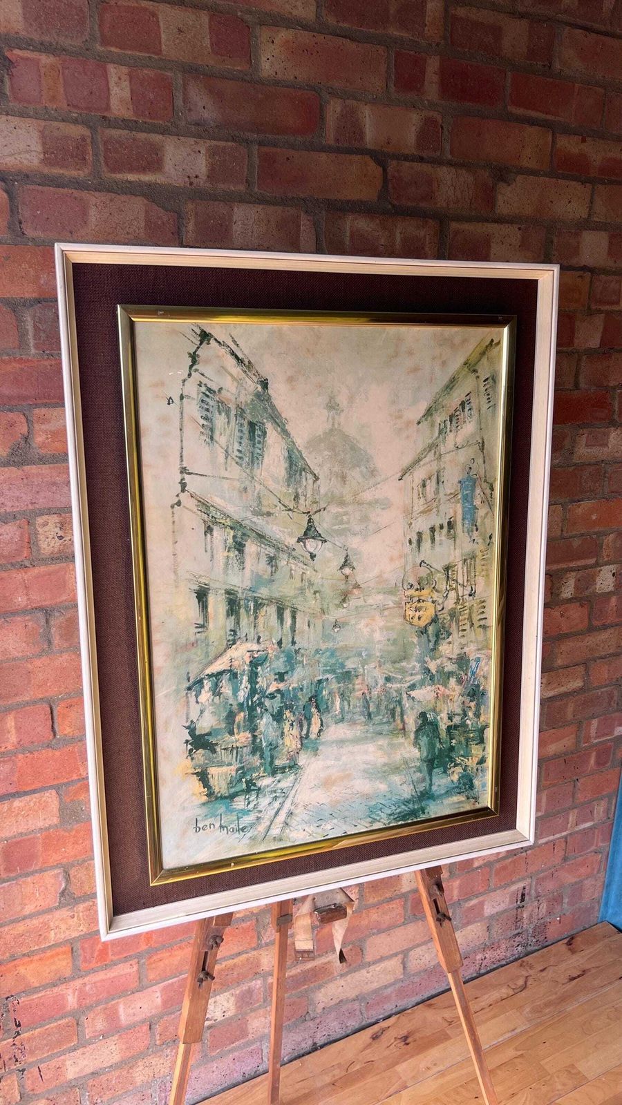1960s Impressionist Oleograph Of The Shambles After Ben Maile photo vintage