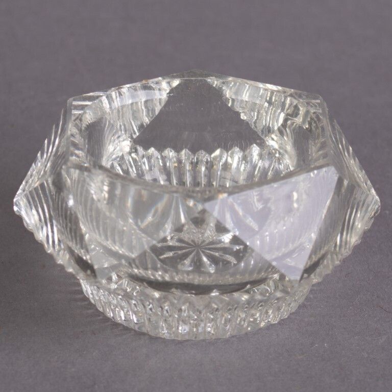 Antique Faceted Cut Crystal Glass Cellar