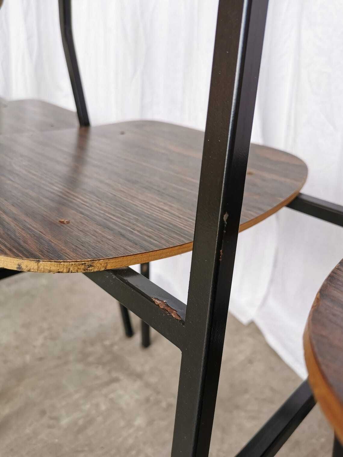 1 Of 6 Vintage School Chairs  Retro Dining Chairs By Stol Kamnik  1970s Yugoslavia Industrial Dark Brown Wood And Metal Base photo vinterior