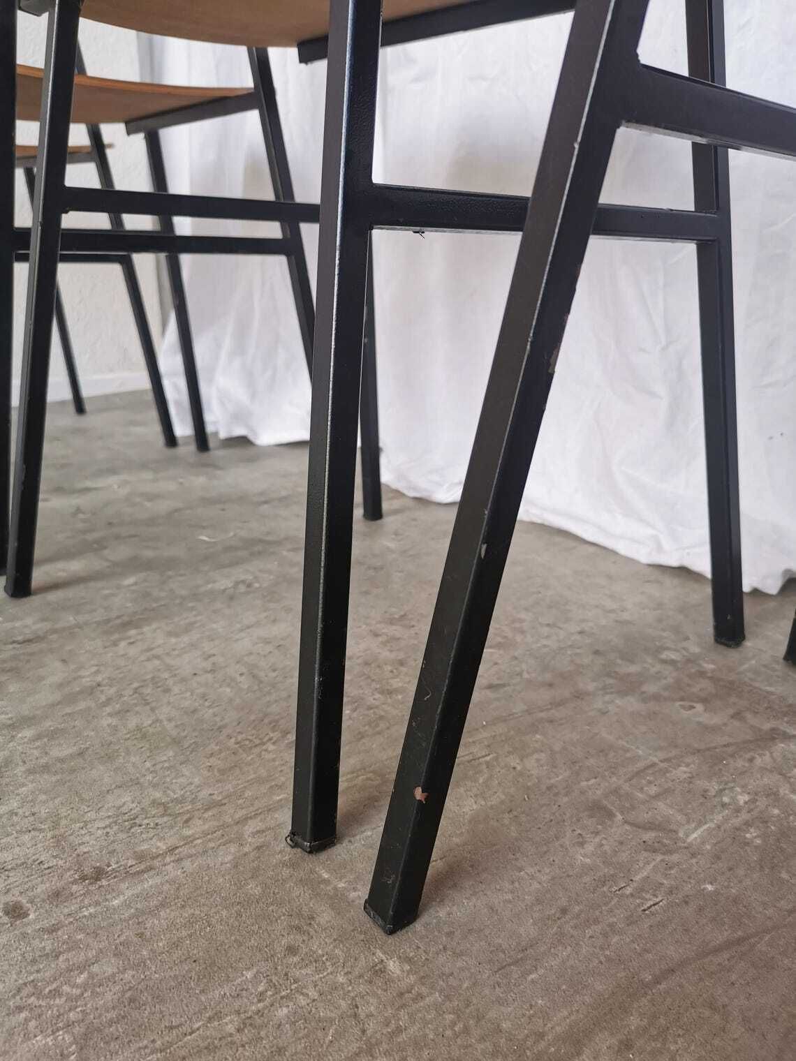 1 Of 6 Vintage School Chairs  Retro Dining Chairs By Stol Kamnik  1970s Yugoslavia Industrial Dark Brown Wood And Metal Base photo vintage