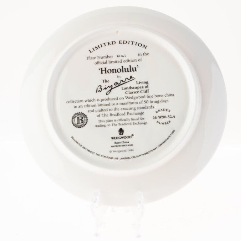 Limited Edition Clarice Cliff Bizarre Series “Honolulu” Porcelain Plate By Wedgwood photo furniture