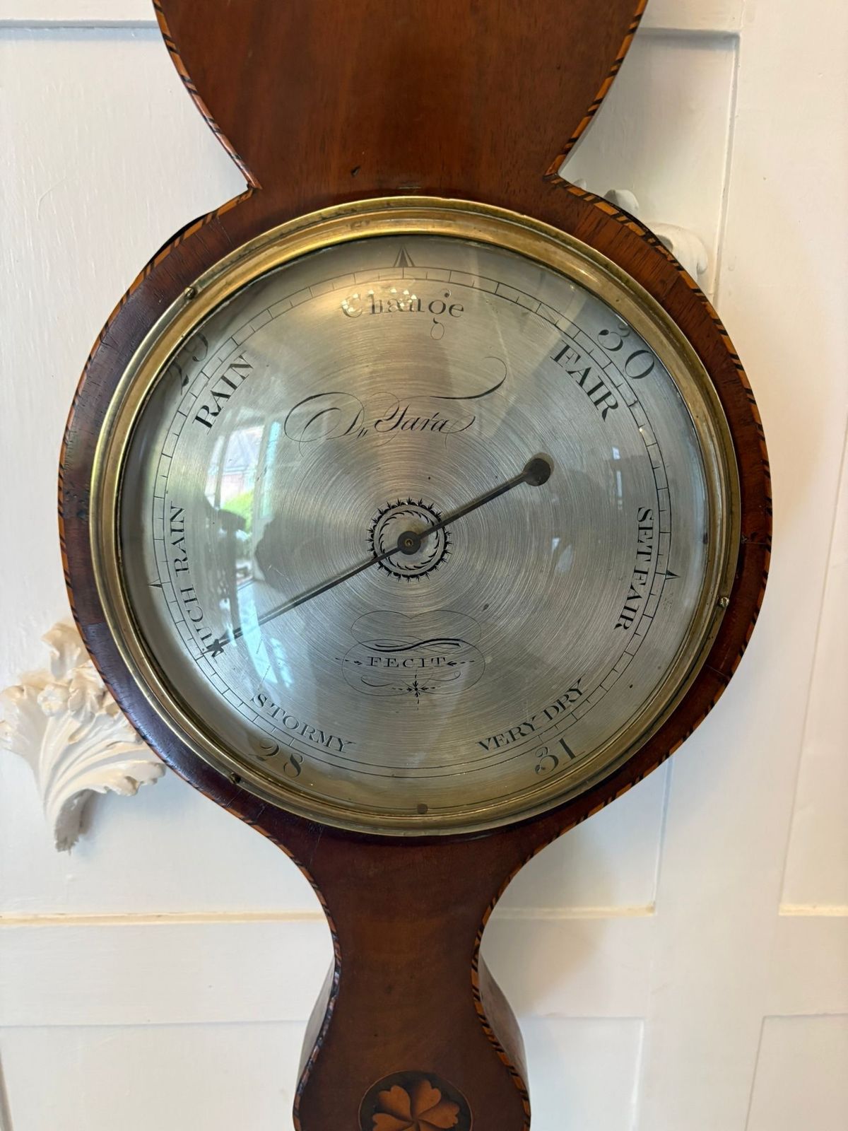 Antique Quality Mahogany Shell Inlaid Banjo Barometer photo for sale