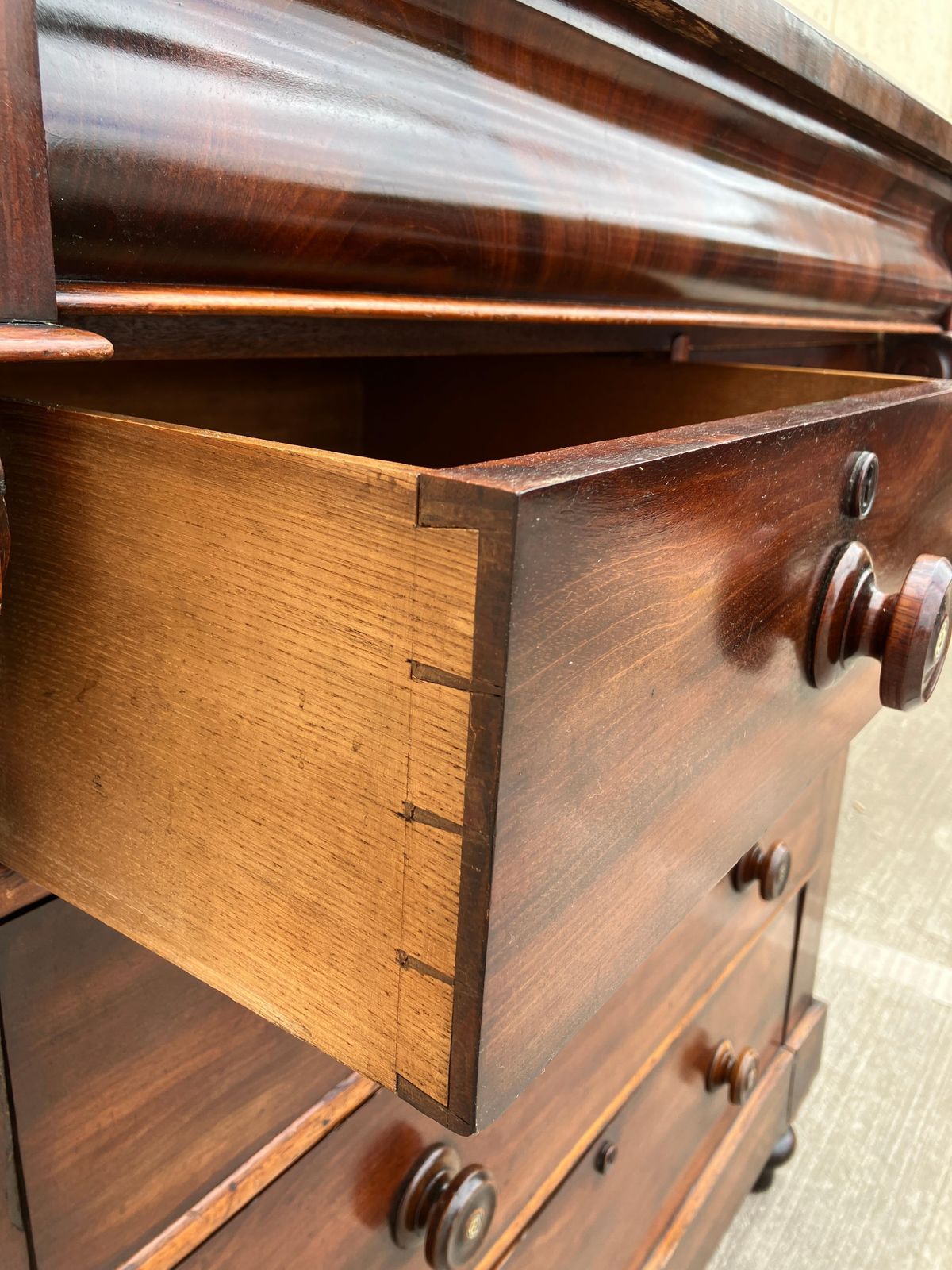 Large Antique Victorian Solid Mahogany Chest Of Drawers photo vintage