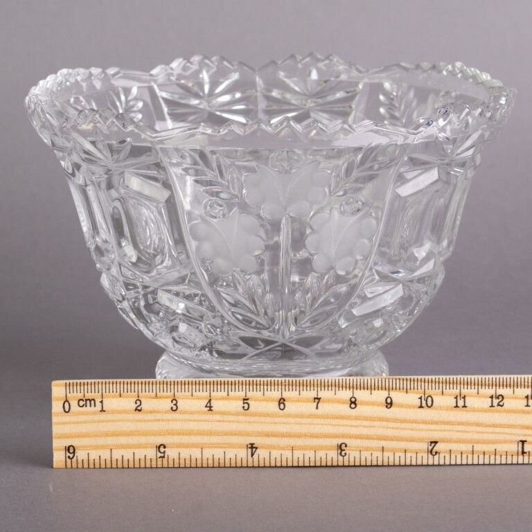 Antique Crystal Glass Bowl, 1800s photo for sale
