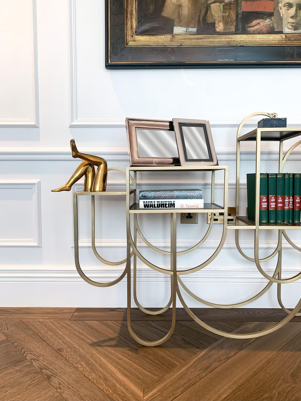 Brushed Brass And Aluminium Shelving Unit Apollo By Lara Bohinc, Contemporary Design photo furniture