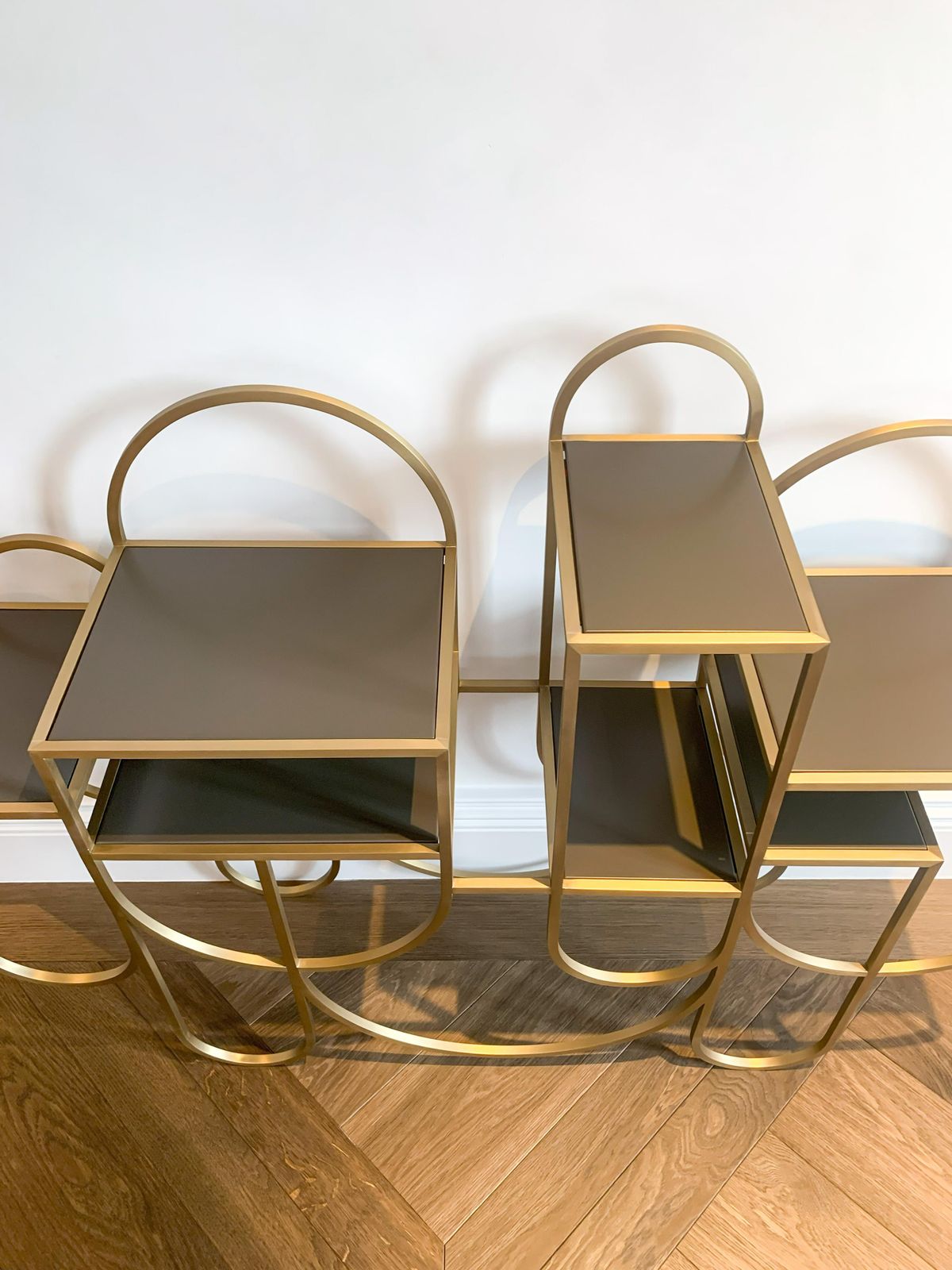 Brushed Brass And Aluminium Shelving Unit Apollo By Lara Bohinc, Contemporary Design photo vinterior