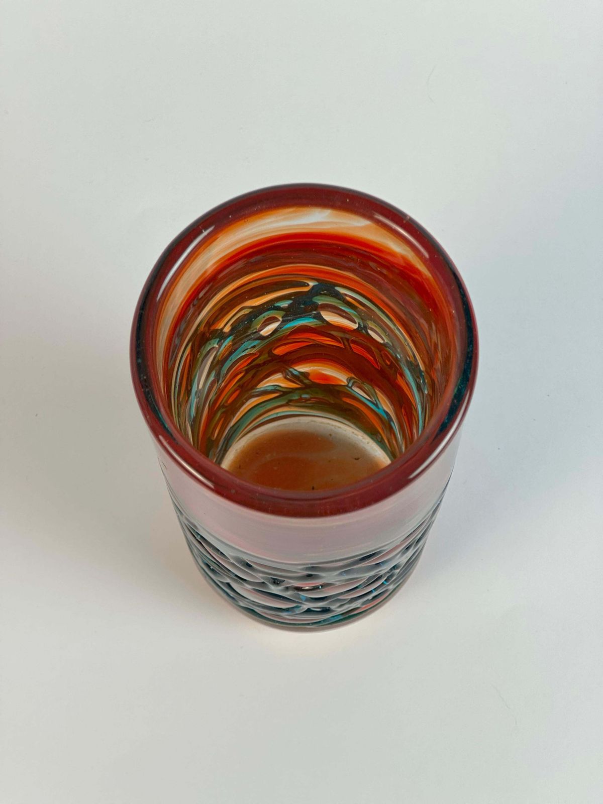 Orange And Green Art Glass Vase By Mdina, 1980s Malta photo 100.0