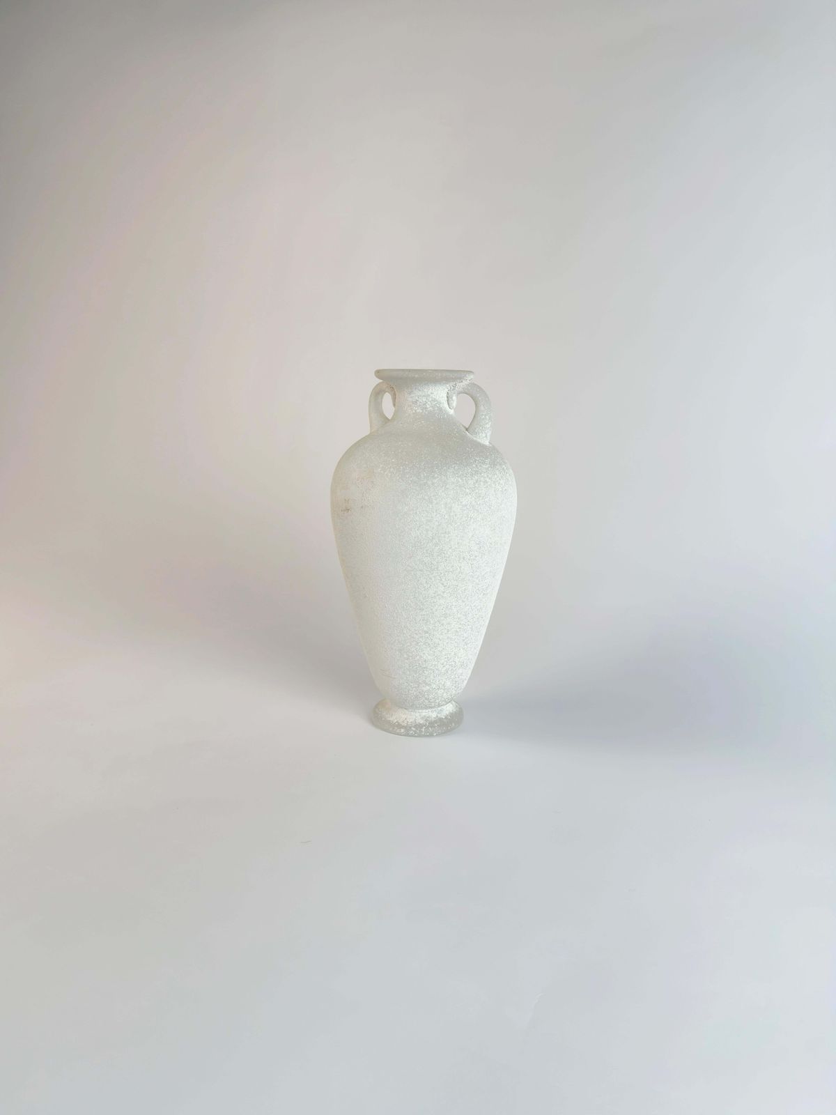 White Scavo Glass Amphora Vase Seguso C. 1980s Italy Attributed To Karl Springer photo for sale