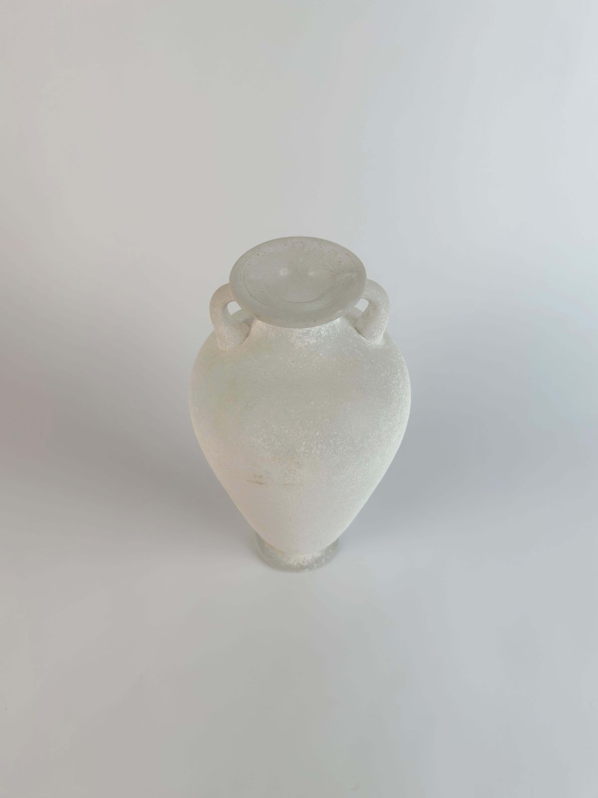 White Scavo Glass Amphora Vase Seguso C. 1980s Italy Attributed To Karl Springer photo vinterior