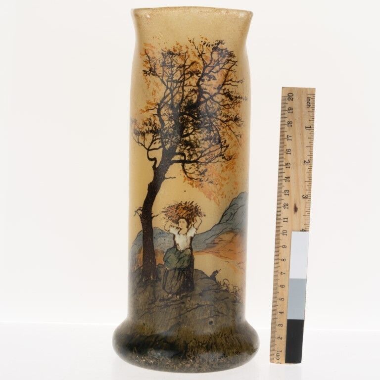 Antique Legras Enamelled Cameo Glass Vase Early 20th Century Daum Style photo for sale