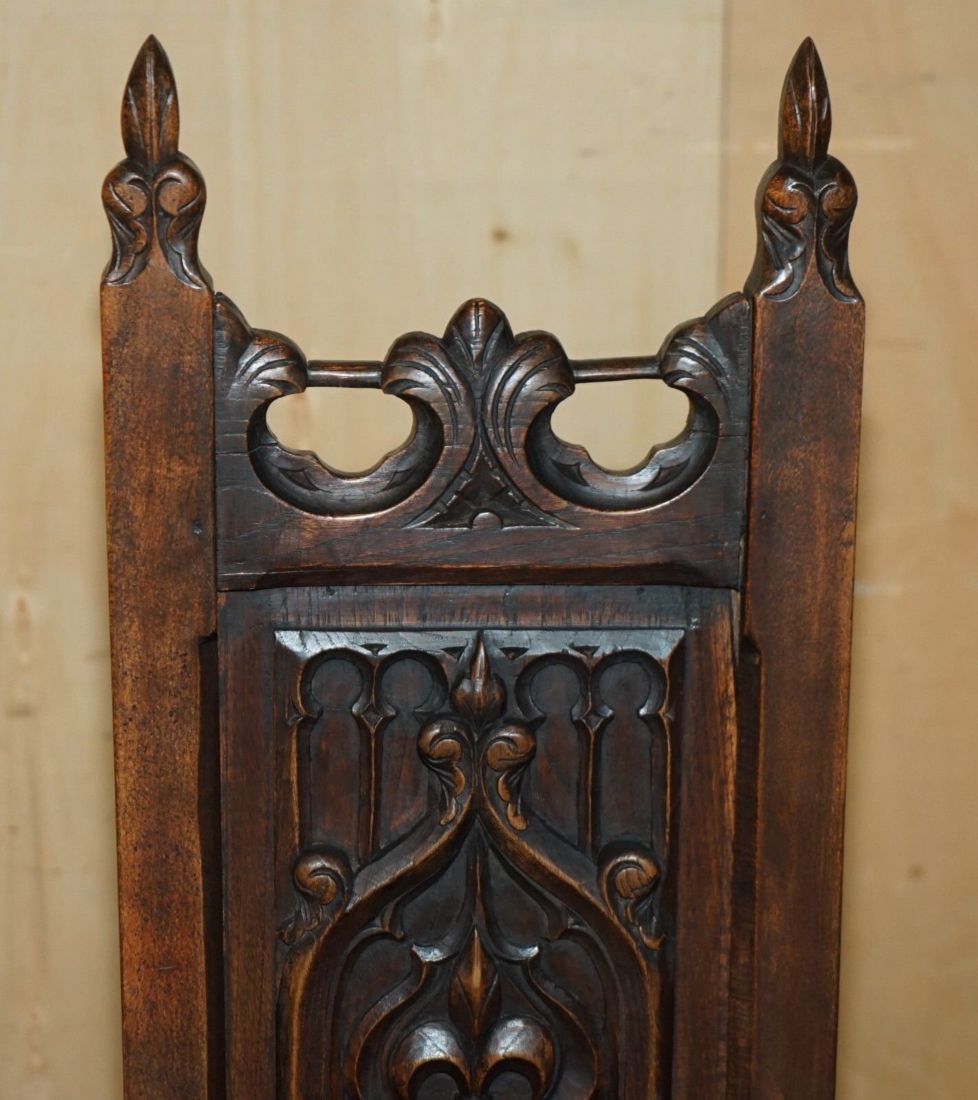 Lovely Gothic Revival Hand Made In England Oak Throne Armchair With Steeple Back photo Furniture