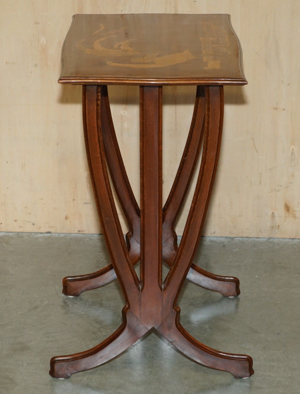 photo buy Very Rare Emile Galle Romantic Specimen Wood Table "When I Sing, Love Will End"