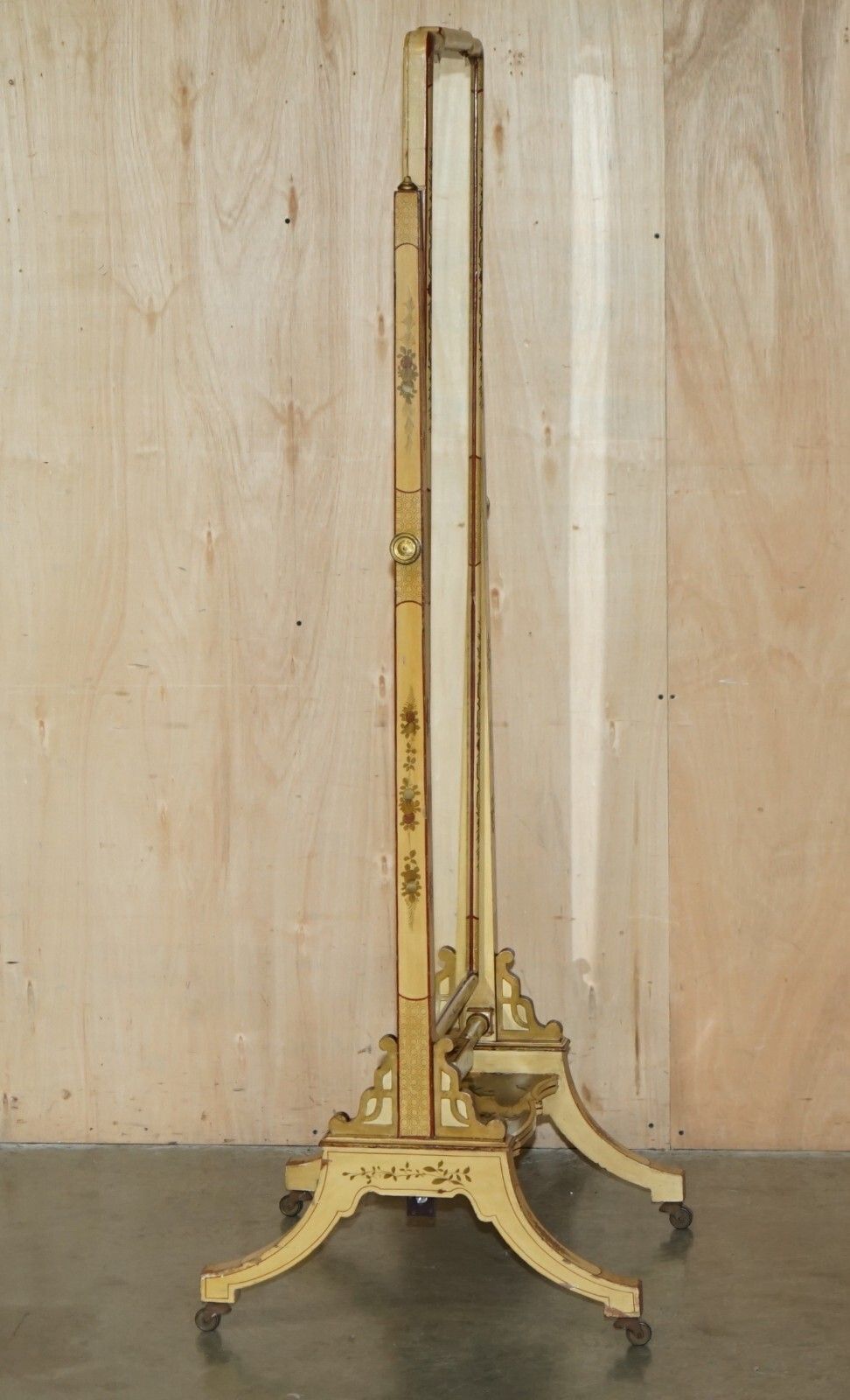 photo buy Stunning Antique Chinese Export Cir 1920 Hand Painted & Lacquered Cheval Mirror