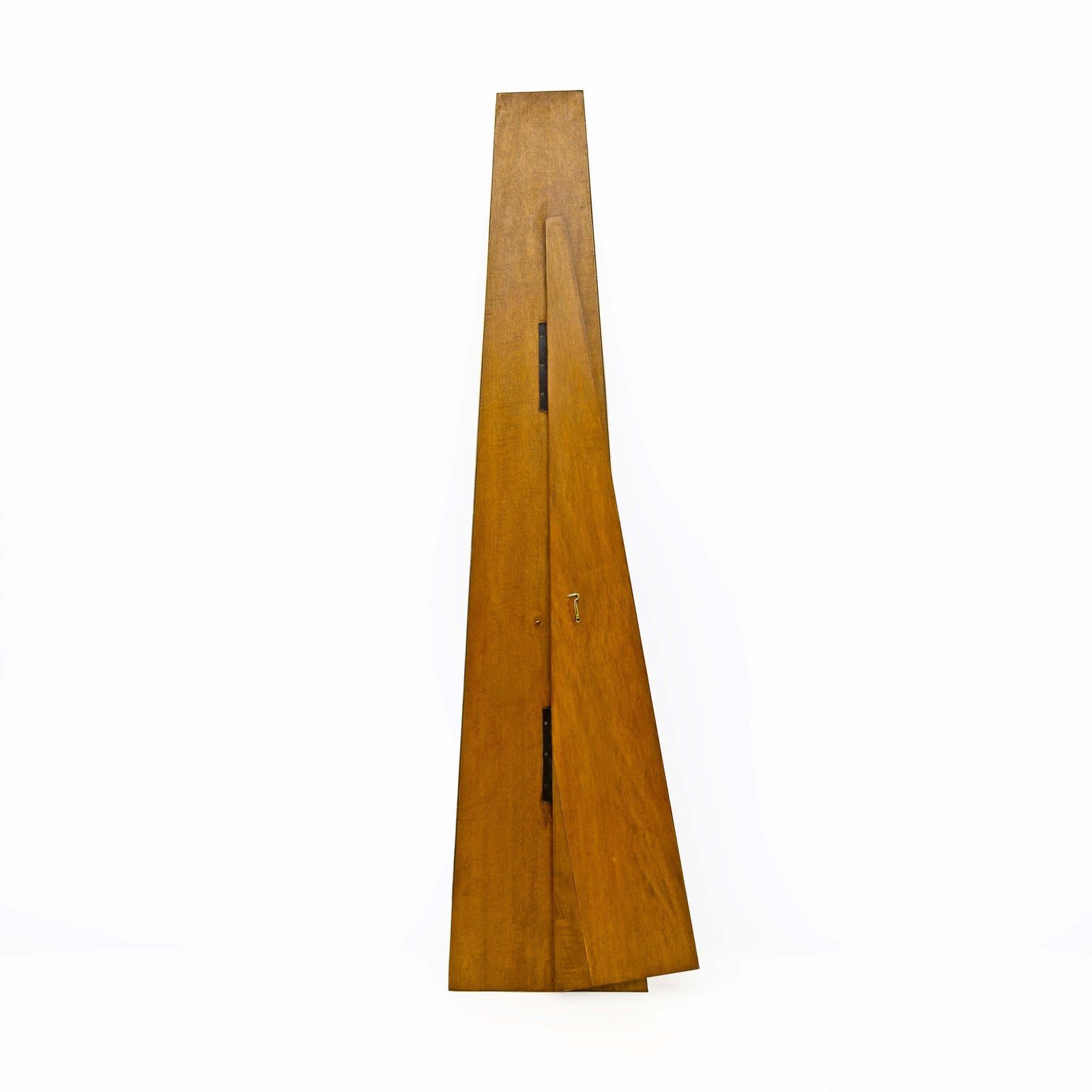 photo for sale Mid Century Modern Brass And Wood Floor Mirror, Italy, 1970s