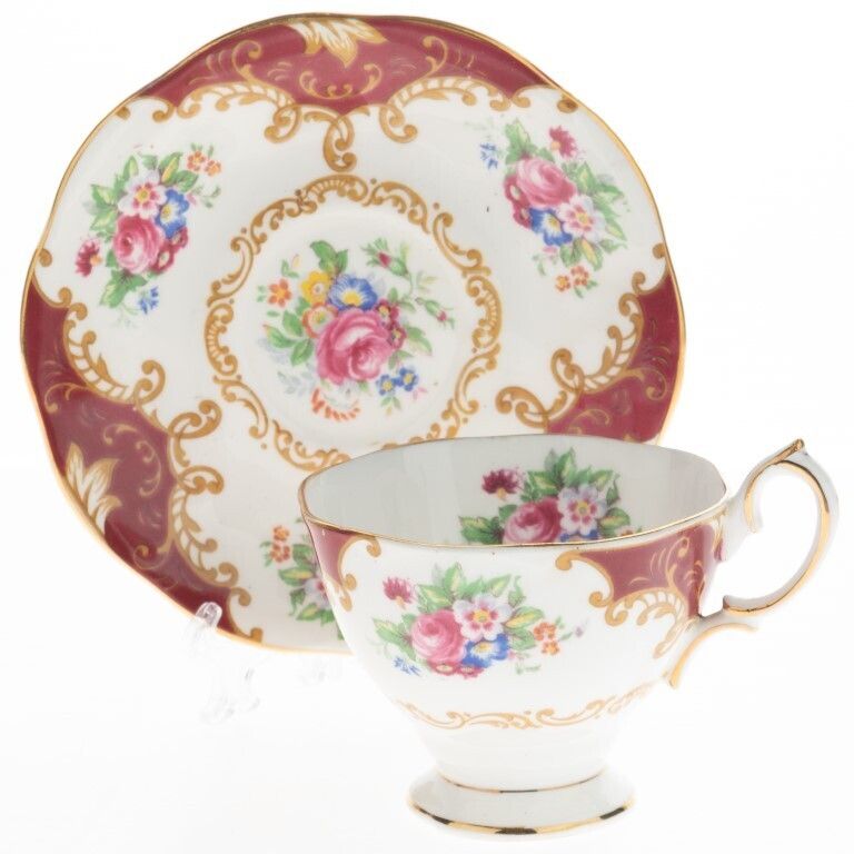 Mid Century Royal Albert Floral Porcelain Ceramic Teacup With Saucer