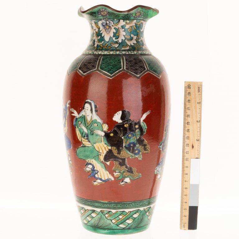 Antique Japanese Hand Painted Figural Vase 19th Century photo Home Decor