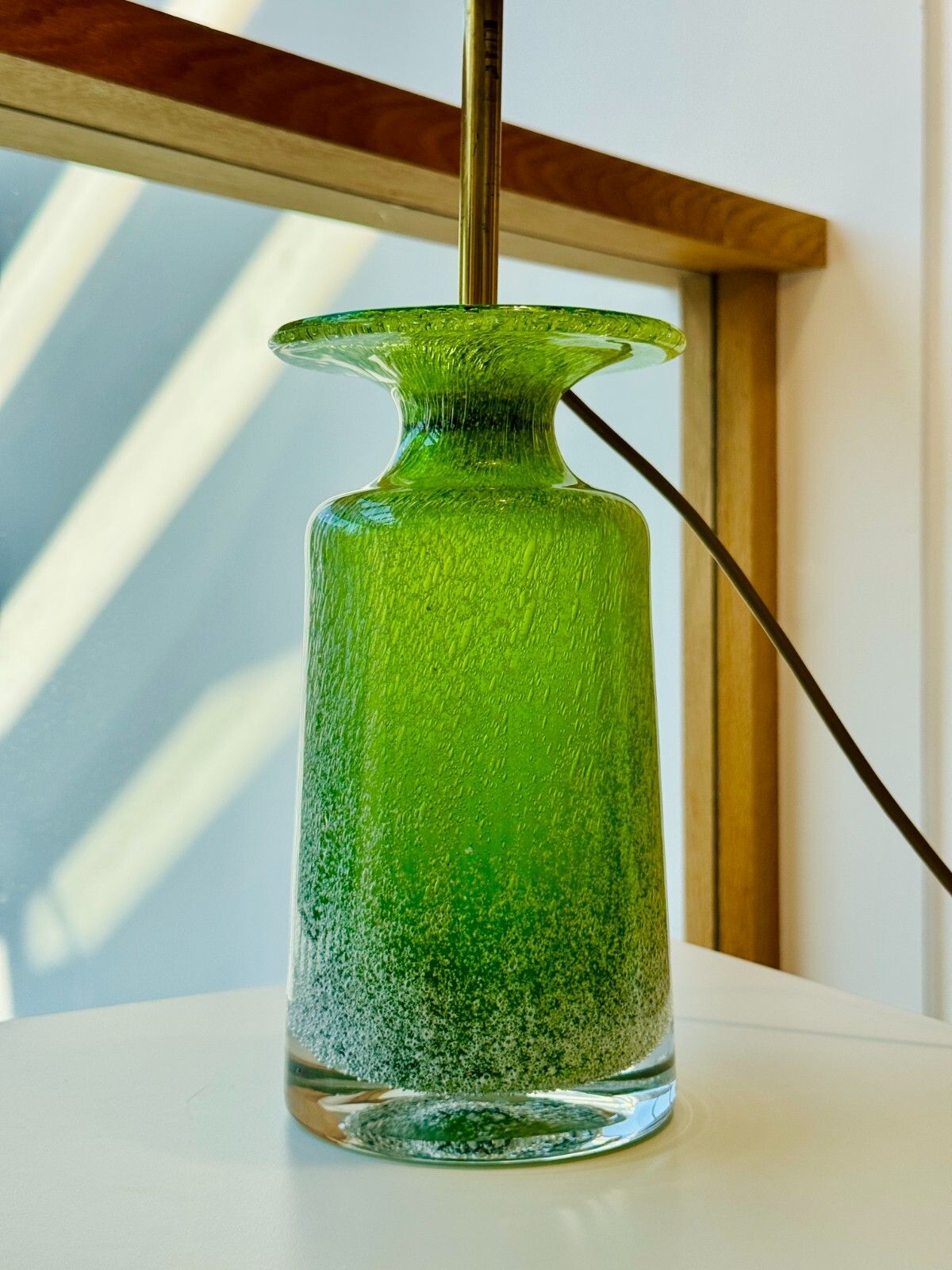Rare Mcm Cased Glass Bubble Vase Heinrich Löffelhardt Schott Zwiesel Table Lamp photo buy