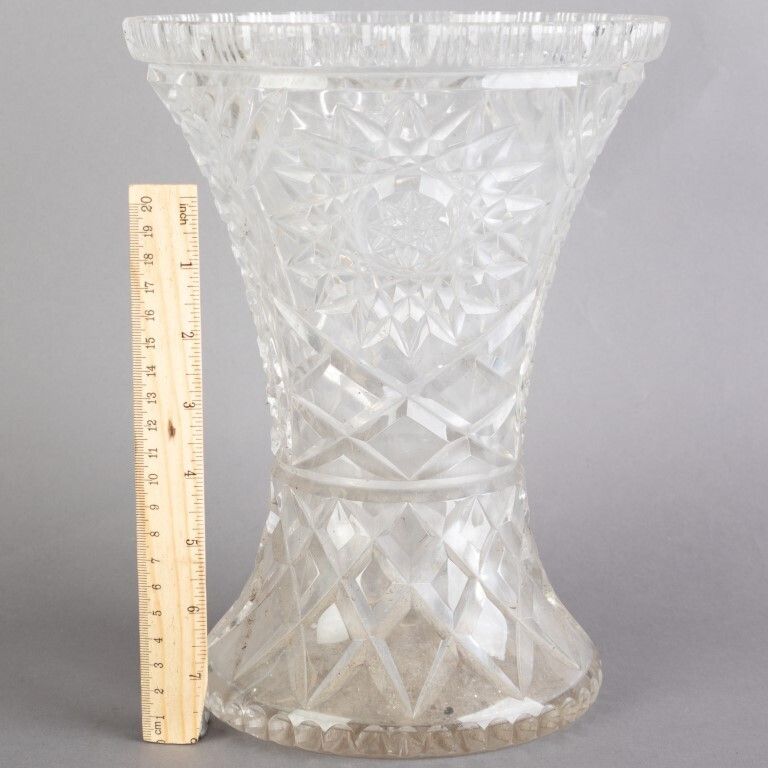 Antique Cut Crystal Glass Baluster Vase photo for sale