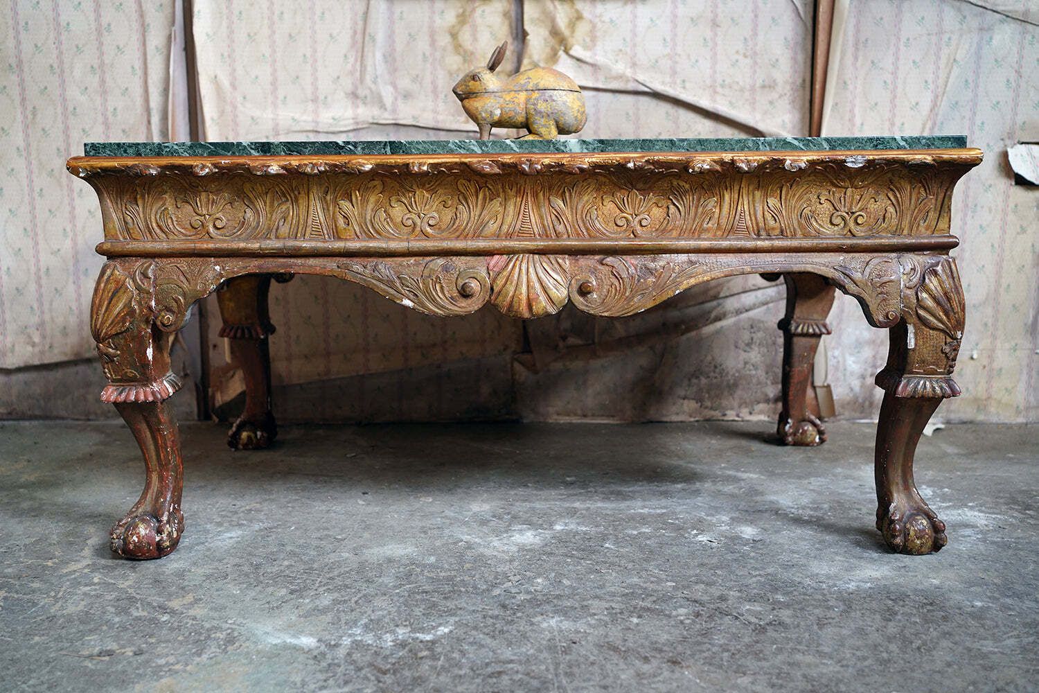 A George II Marble Topped Giltwood & Gesso Low Table C.1740 photo Furniture