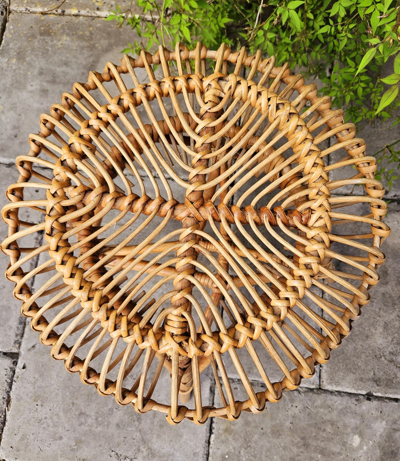 Iconic 1960's Italian Bamboo & Wicker Stool By Franco Albini For Bonacina photo for sale