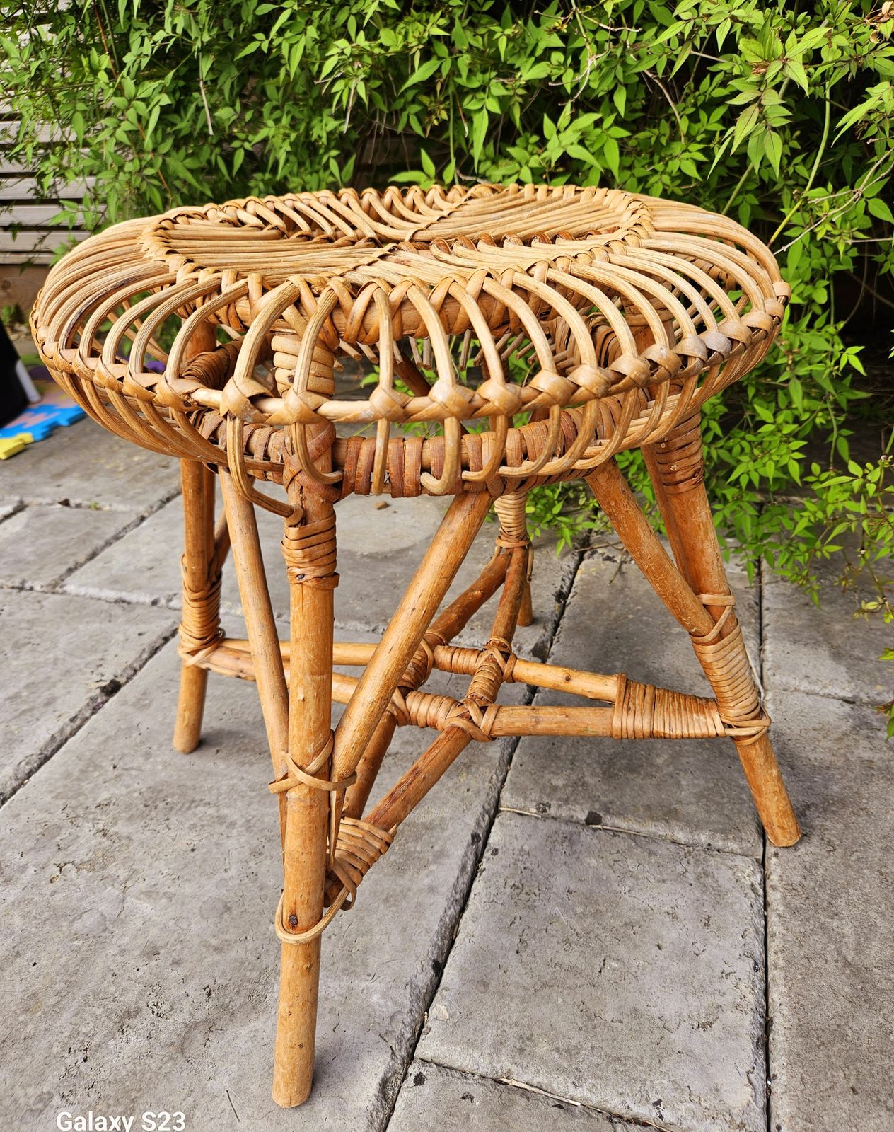 Iconic 1960's Italian Bamboo & Wicker Stool By Franco Albini For Bonacina photo buy
