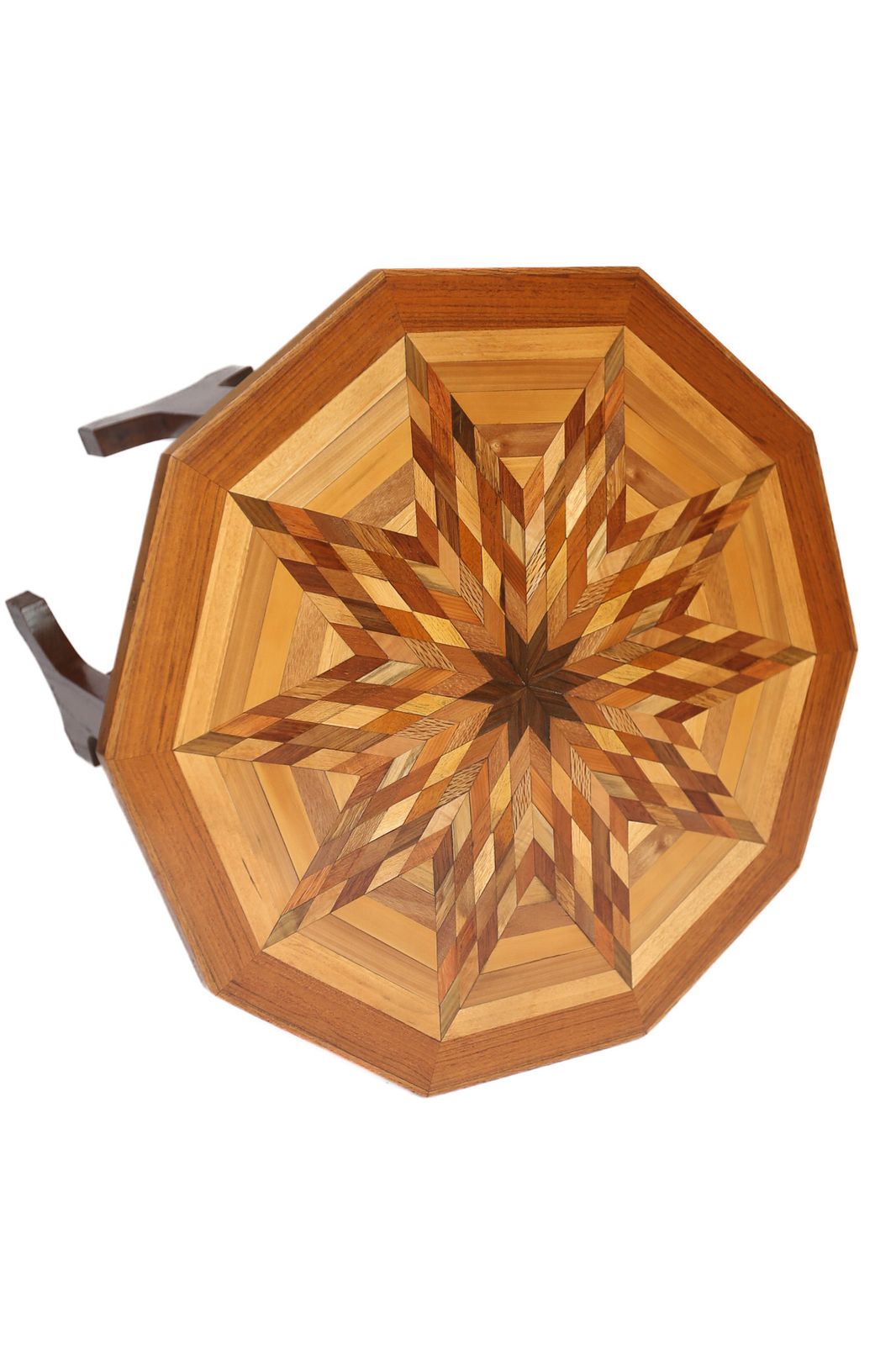 Decagon Shape Specimen Wood  Inlaid Lamp Table By Lebus photo for sale