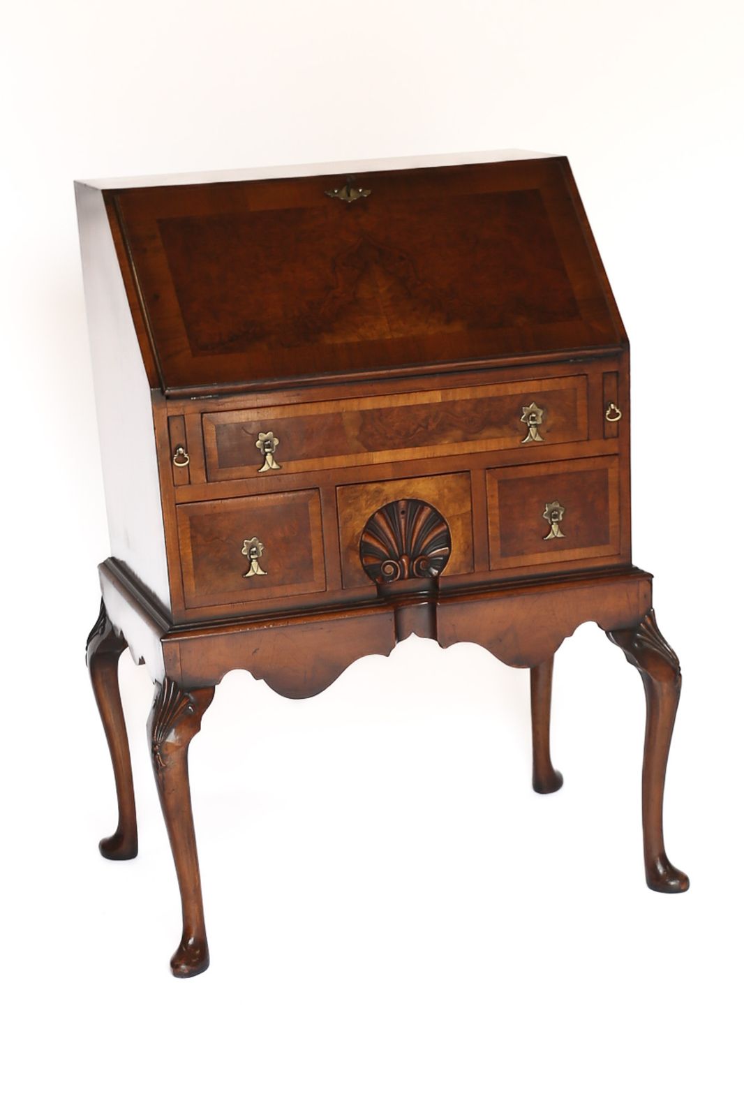 Georgian Style Walnut & Carved Bureau Circa 1930s
