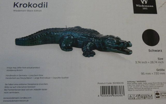 photo vintage Handmade Black Edition Big Krokodil Candle By Wiedemann 1861, Germany, 1990s