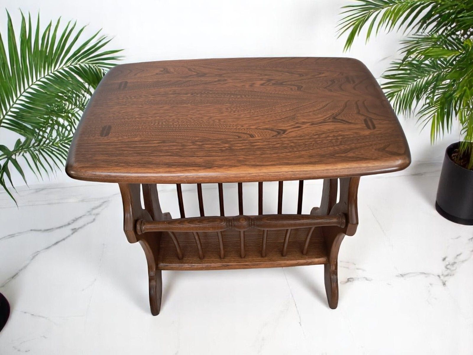 Vintage Ercol Magazine Rack Side Table Solid Elm Chaucer 974 | 1990's Vgc photo 285.0