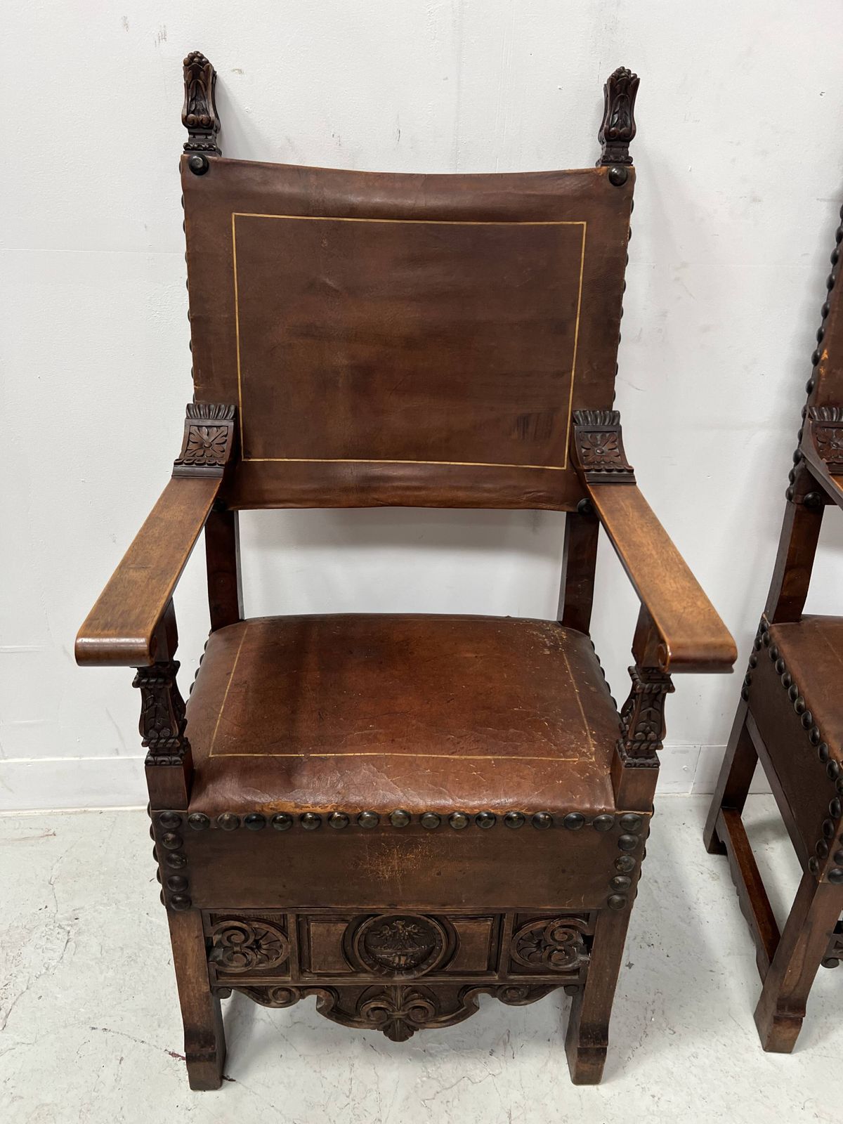 Pair Of Renaissance Style Armchairs In Walnut, 20th Century photo Furniture