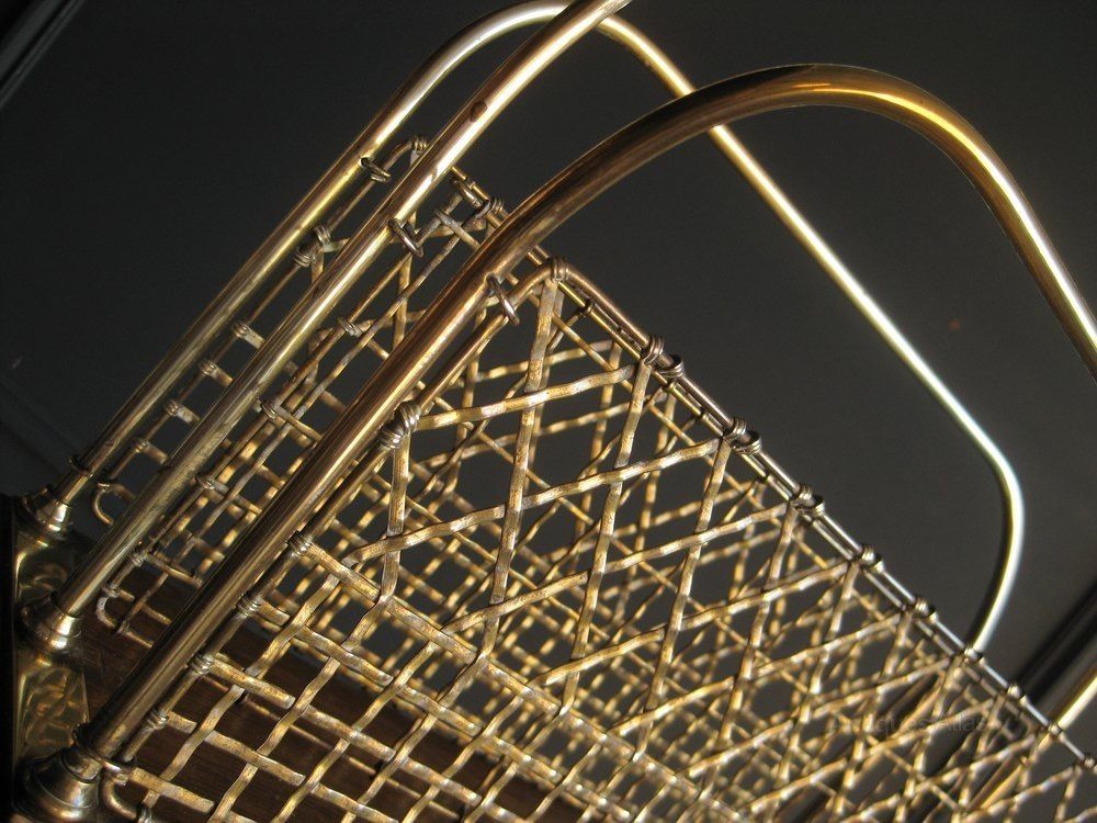 Revolving Oak And Brass Magazine Rack photo 475.0