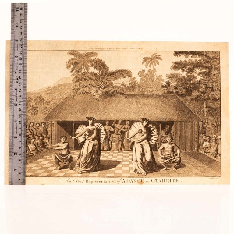 Representation Of A Dance In Otaheite Antique 18th Century Engraving photo for sale