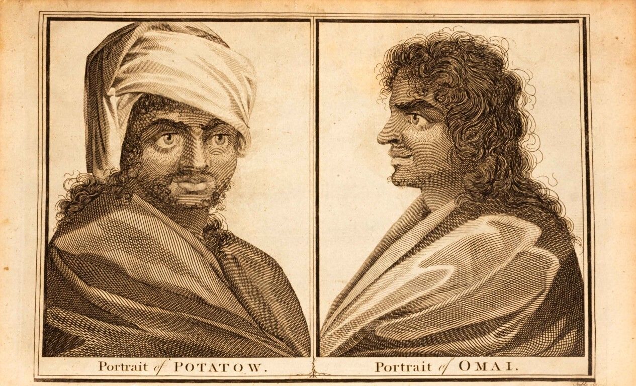 Portrait Of Potatow & Omai Portlock Antique 18th Century Engraving