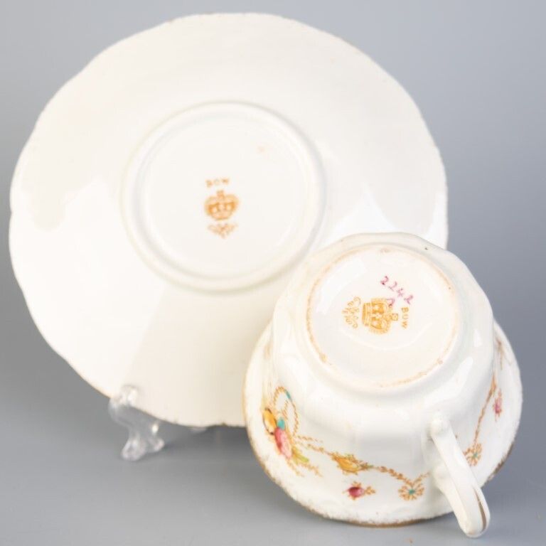 Antique Art Nouveau Bow Porcelain Ceramic Teacup & Saucer photo furniture