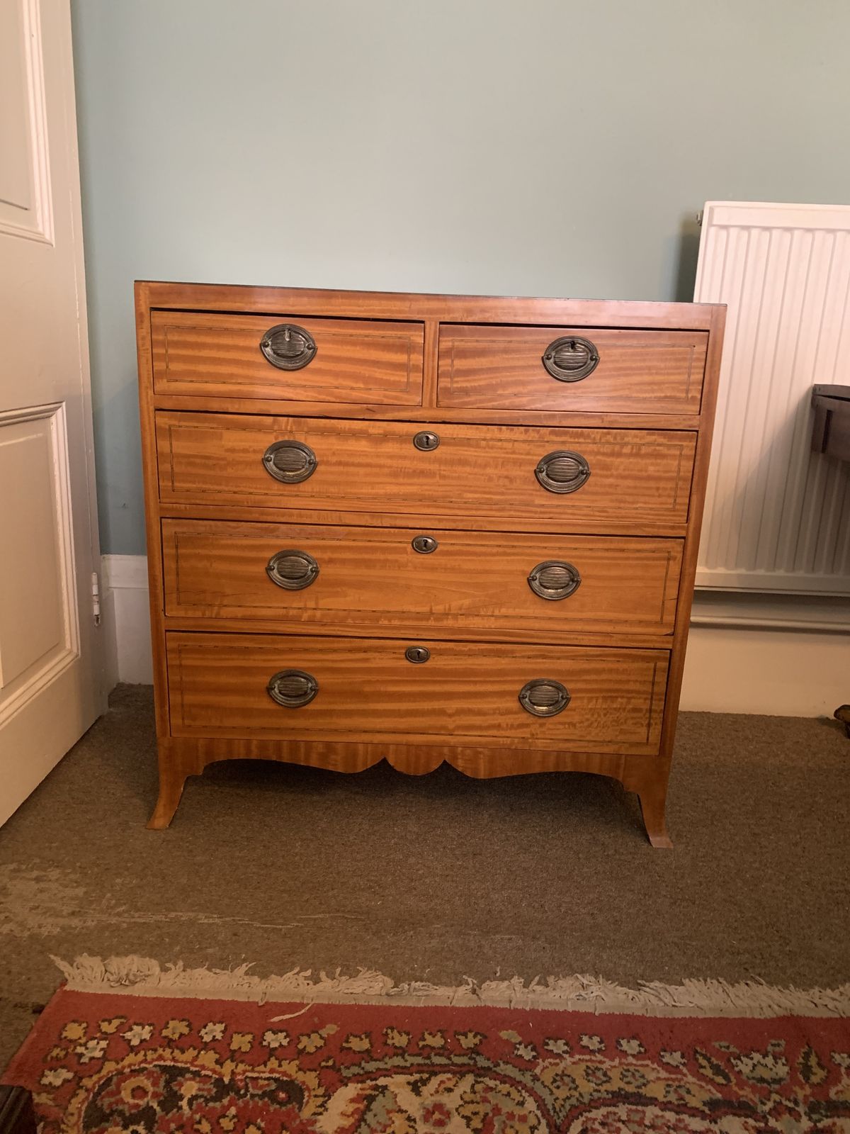 Antique Satinwood Chest Of Drawers