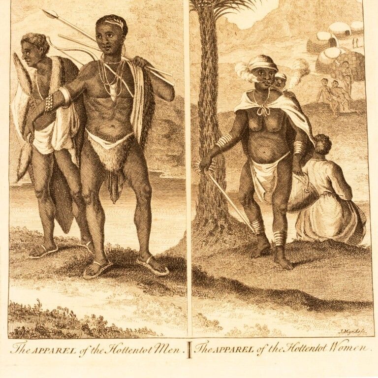 The Apparel Of Hottentot Men Antique Engraving 18th Century photo furniture
