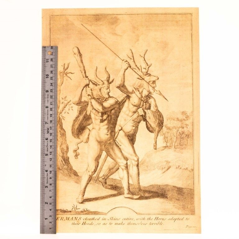 Germans Cloathed In Skins Antique 17th Century Engraving photo for sale